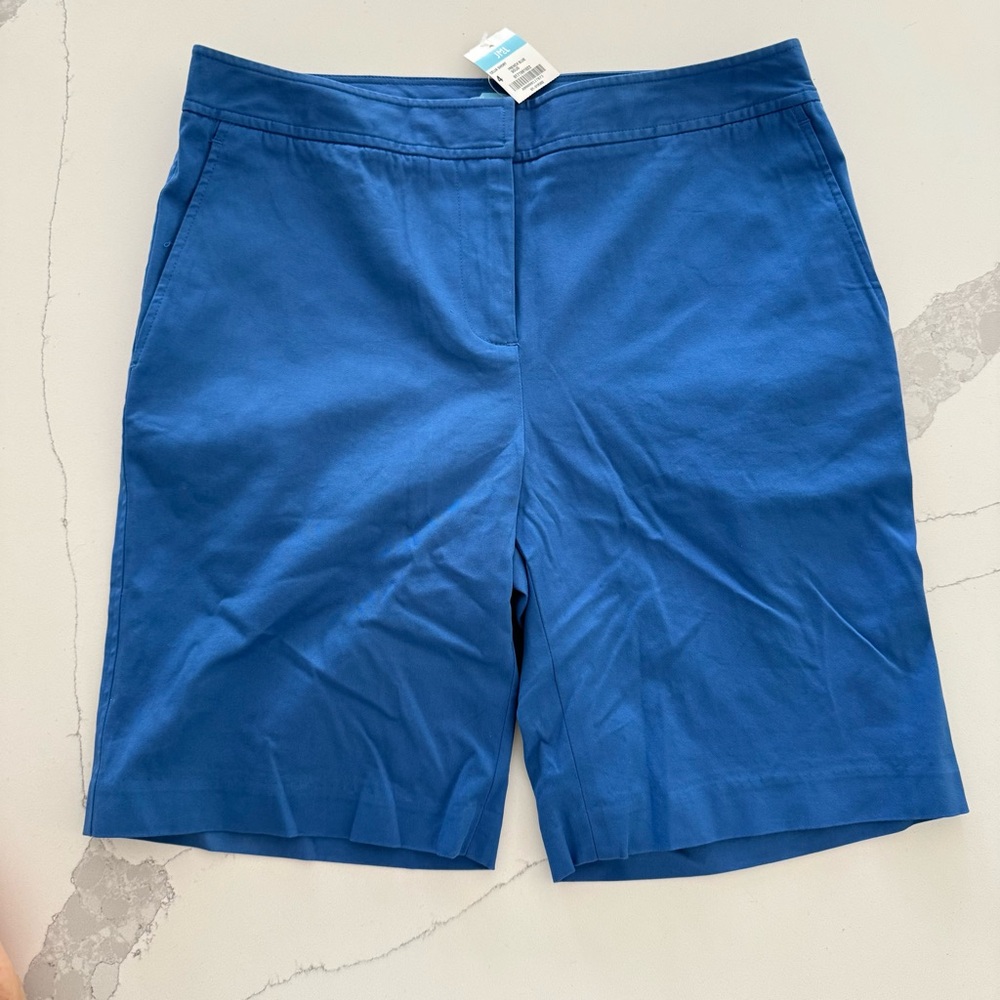 J.McLaughlin Celia Stretch Cotton 9" Chino Shorts Casual Classic Blue WMs 4 NWT